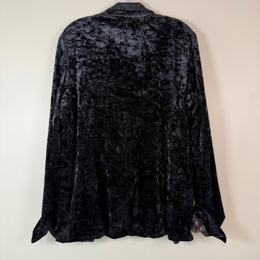 Sanctuary Crushed Velvet Whimsygoth Blazer Floral Lining Relaxed Dark Romantic - Picture 5 of 9
